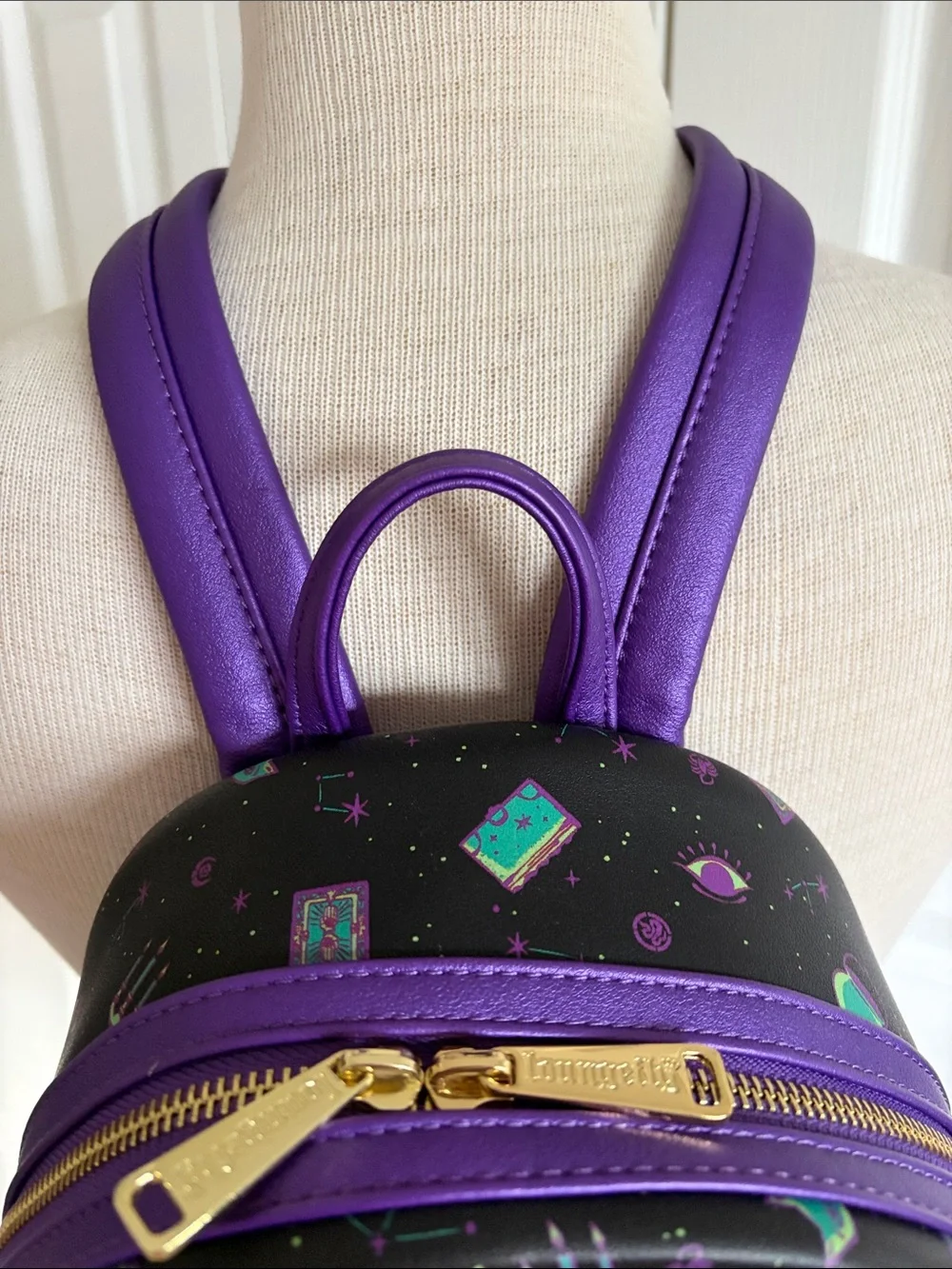 Disney Parks Loungefly Hocus-Pocus Mini Purple and Teal Space Print Backpack